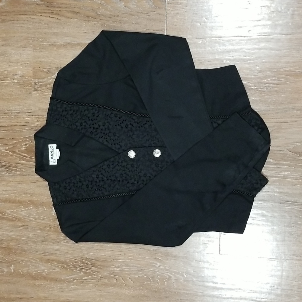 (M) Banjo 100% Cotton Office Work Lace Overlay Formal Business Casual 90s 80s